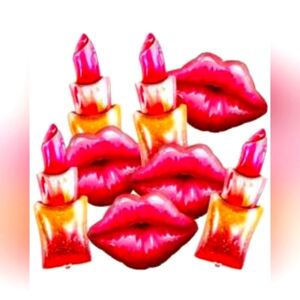 Pink and Gold Lipstick and Lips Balloons 4pc Set